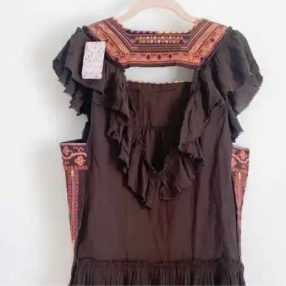 Free People Day glow dress bitter Oli in brown with embroidery. Size Small NWT. - Picture 10 of 11